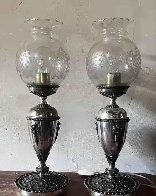 Para przepięknych, posrebrzanych lamp. Art Deco, Francja — praca twórcy Marta na Freshwall Marketplace