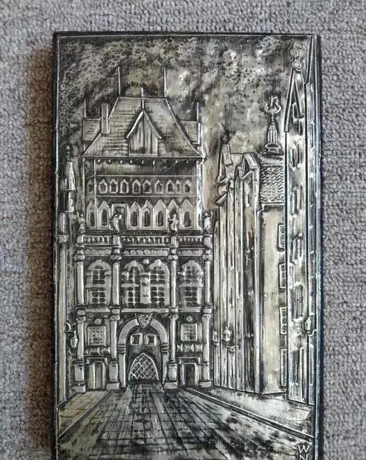 Płaskorzeźba - Plakietka drewniano-metalowa 25x15.5 Gdańsk Złota Brama — praca twórcy Jacek na Freshwall Marketplace