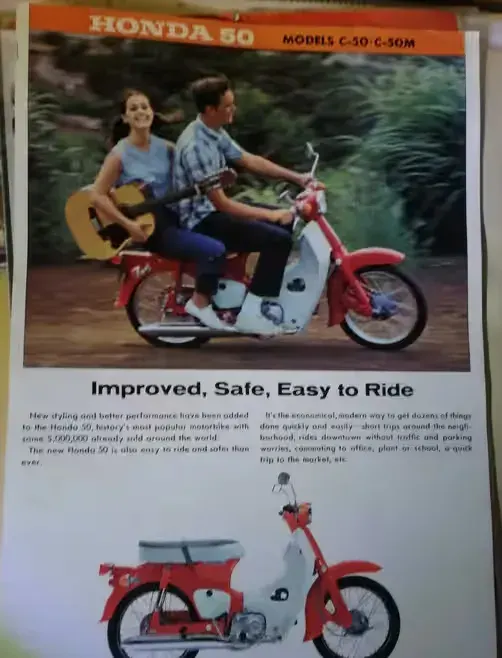 Prospekt ulotka Honda Cub C50 C50M lata 70te — praca twórcy Caprice na Freshwall Marketplace