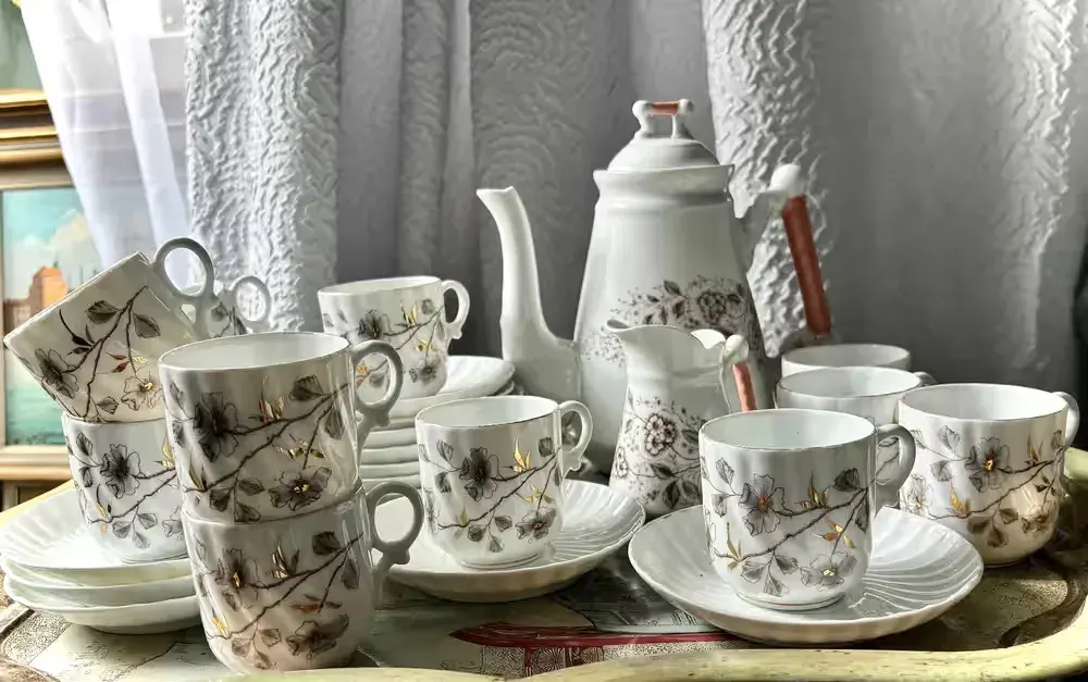Serwis do kawy na 12 osób, porcelana, zabytkowy, Rorstrand 1920 rok — praca twórcy Beata na Freshwall Marketplace