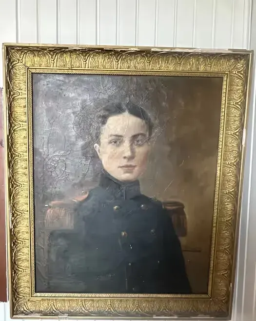 Stary portret oficera - wojskowego, XIX wiek, antyk militaria, obraz olejny — praca twórcy Joanna na Freshwall Marketplace