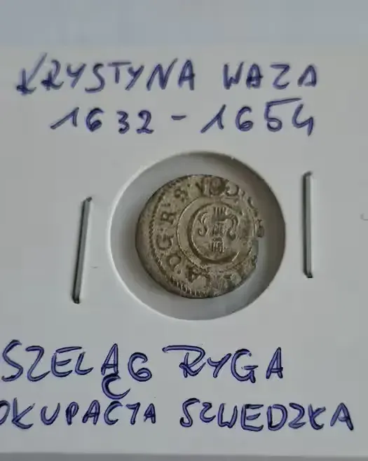 Szeląg miejski Krystyna, Ryga (okupacja szwedzka). Srebro bilonowe — praca twórcy Galeria Aquila na Freshwall Marketplace