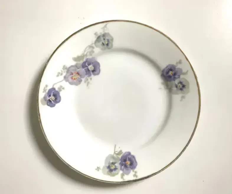 Talerz Karlskrona bratki kwiatki złocony porcelana porcelanowy — praca twórcy retrogabinet na Freshwall Marketplace