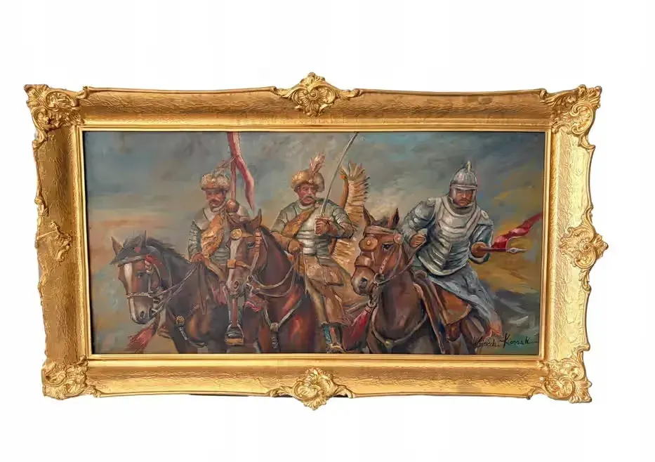 Wojciech Kossak - HUSARIA POLSKA - Obraz Olejny Złota Rama — praca twórcy AntykiDecco na Freshwall Marketplace