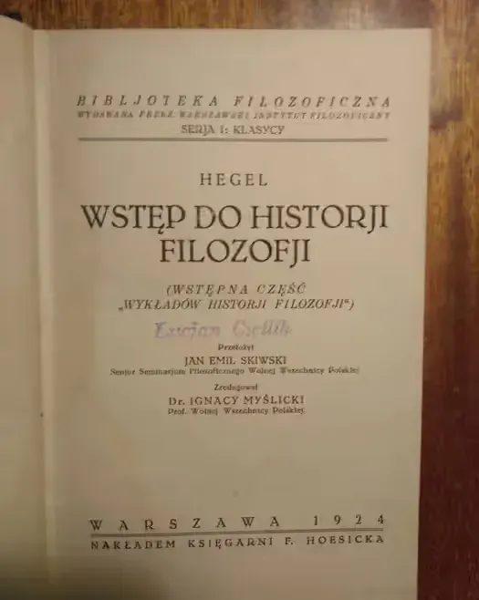Wstęp do historji filozofji - Hegel - 1924 [A2] — praca twórcy Leszek na Freshwall Marketplace