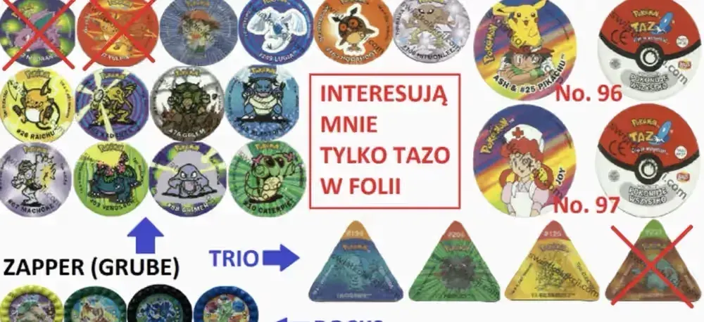 Wymiana/ kupno Pokemon tazo/metal tazo big metal tazo duże giga tazo  w oryginalnej folii kapsle zetony pokemon — praca twórcy Arek na Freshwall Marketplace