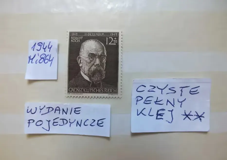 znaczki wydanie pojedyncze Mi864 Niemcy 1944r. lekarz KOCH Rzesza czysty ** Reich — praca twórcy Marek na Freshwall Marketplace