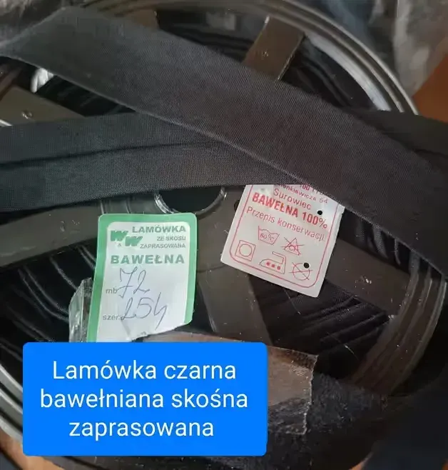 Czarna lamówka bawełniana skośna zaprasowana szerokość 2,5 cm — praca twórcy Bożenna na Freshwall Marketplace