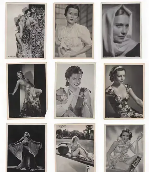 Fotosy Ross Verlag przedwojenne karty gwiazdy kina zestaw 9 sztuk kolekcjonerskie retro vintage — praca twórcy IG88 na Freshwall Marketplace
