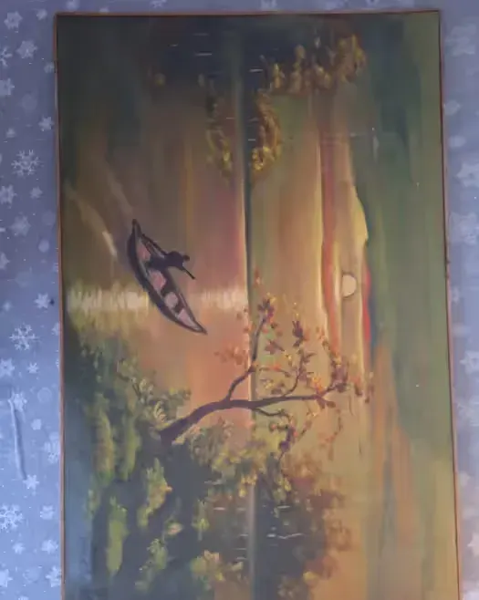 GIGANTYCZNY Obraz Olejny "Zachód Słońca na Jeziorze" – J. Serwin, 1993 | 93x61 cm — praca twórcy Daniel na Freshwall Marketplace