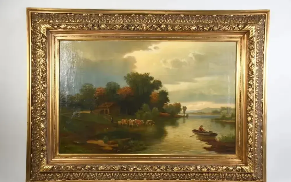 Krowy na pastwisku obraz malowany 98/72cm 19 wiek — praca twórcy Łukasz na Freshwall Marketplace