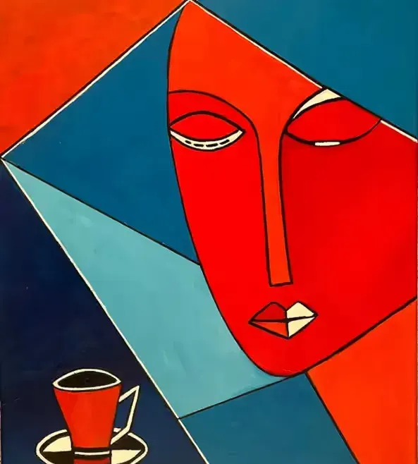 Kubizm, abstrakcja, autorski obraz, akryl na płótnie 50 x 60 cm - WozArt — praca twórcy Ryszard na Freshwall Marketplace