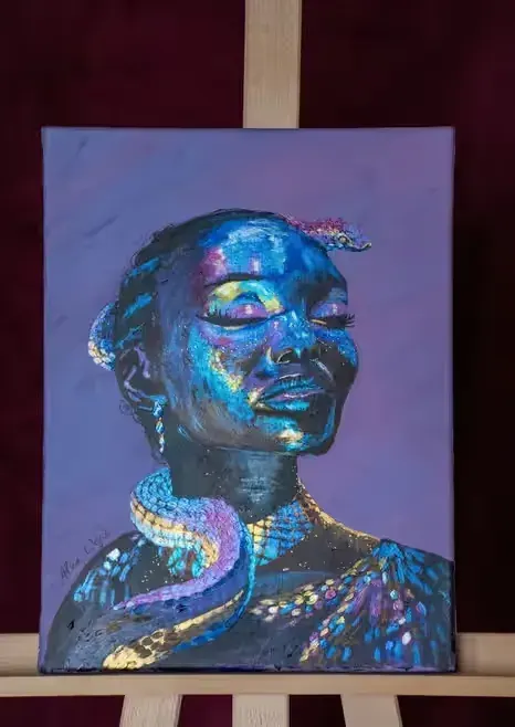 Portret akrylowy lśniący — praca twórcy WojcikA na Freshwall Marketplace