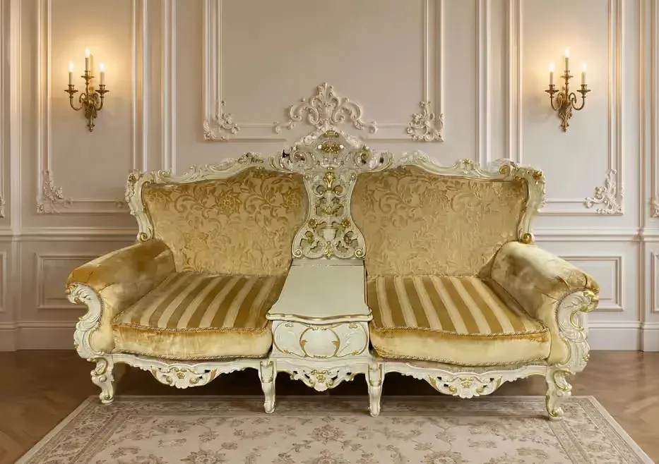 Zestaw włoski w stylu barokowym 3 sofy Morello Gianpaolo 2 x sofa 2 osobowa 1 x 3 osobowa barok Super Cena Italy włoskie Silik — praca twórcy Maciej na Freshwall Marketplace