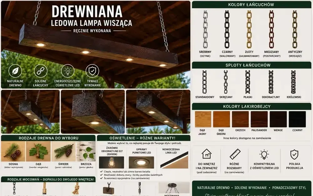 Drewniana lampa wiszaca- ręcznie wykonana. — praca twórcy pewniakinvestbud na Freshwall Marketplace