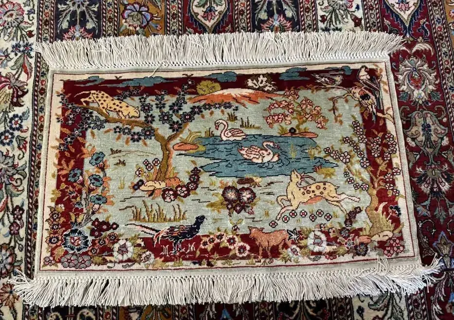 Jedwab na jedwabiu turecki dywanik HEREKE 65x50 cm galeria 15 tyś — praca twórcy Dywany Świata na Freshwall Marketplace