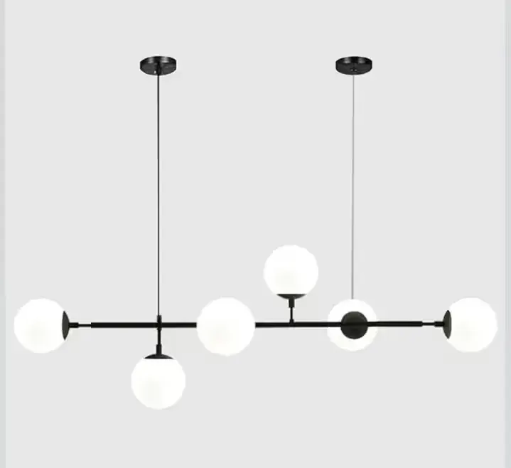 KCO lampa wisząca liniowa z 6 białymi szklanymi kloszami 120cm — praca twórcy Karol na Freshwall Marketplace