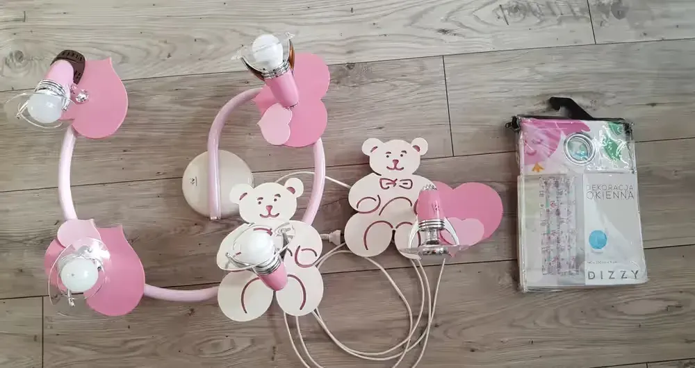 Lampa sufitowa dziecięca honey misie + kinkiet + zasłonka gratis — praca twórcy Joanna na Freshwall Marketplace