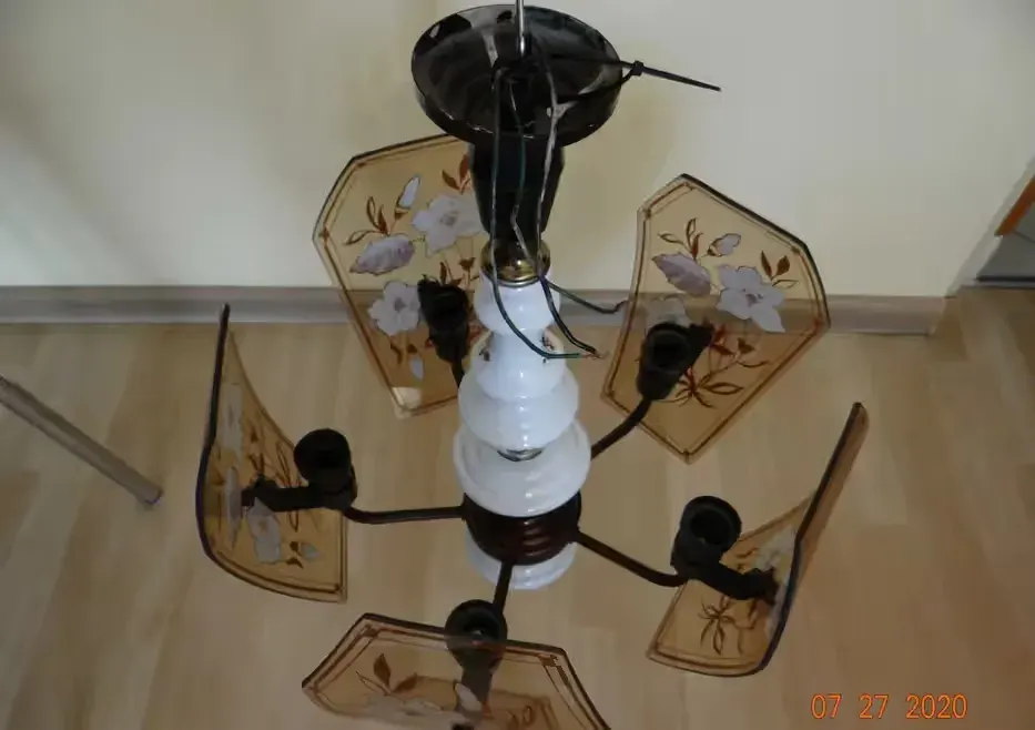Lampa wisząca retro malowane szkło i ceramika+2 kinkiety PRL — praca twórcy Adam na Freshwall Marketplace