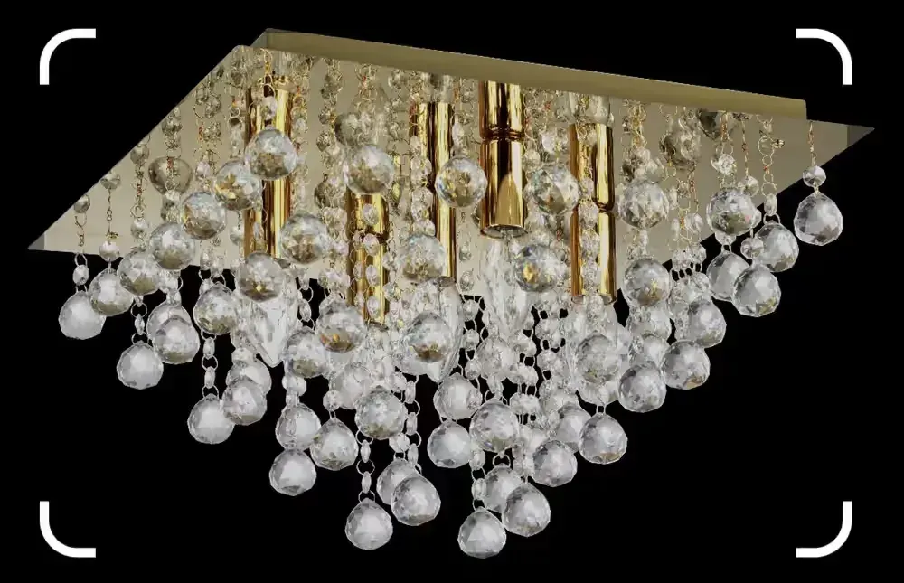 Lancaster crystal - plafon 5 płomienny złoty. 5xE14 40W. Wymiary 42x42cm. Wysokość 35cm. Zawiesia kryształ — praca twórcy przemmo1906 na Freshwall Marketplace