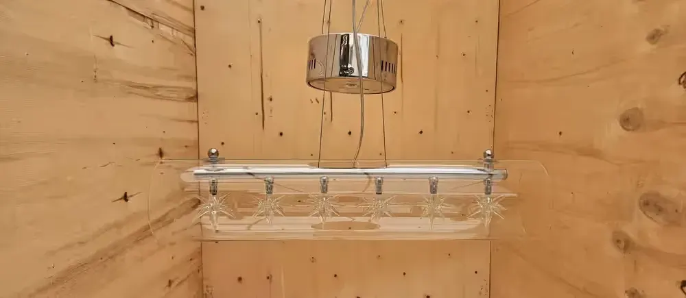 Nowa Lampa Wisząca Tuba "Star Effect" szkło nie plastik, chrom – Modernistyczny Design Kilka sztuk — praca twórcy Piotr na Freshwall Marketplace