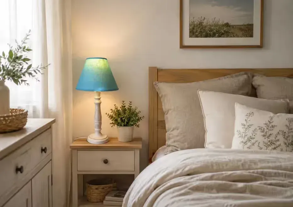 PILNIE drewniana lampa stołowa biurkowa + żarówka led prowansalska boho skandi gwint e14 — praca twórcy Diana na Freshwall Marketplace