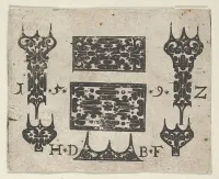 Blackwork Print with Two Horizontal Panels and Five Small Motifs — Hans de Bull — ujęcie 2