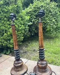 2 designerskie lampy  pelny mosiadz 5,5kg plus abazury z rattanu — ujęcie 2