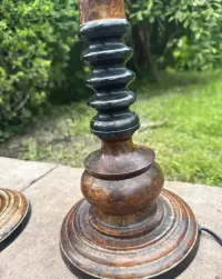 2 designerskie lampy  pelny mosiadz 5,5kg plus abazury z rattanu — ujęcie 5