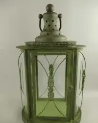 2 x LAMPION ART DECO LATARNIA szkło lampa zielona — ujęcie 3
