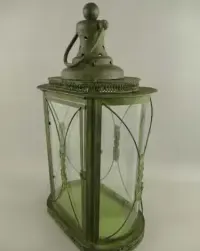 2 x LAMPION ART DECO LATARNIA szkło lampa zielona — ujęcie 4