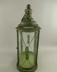 2 x LAMPION ART DECO LATARNIA szkło lampa zielona — ujęcie 5
