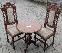 2x Stylowe krzesła vintage z bogato rzeźbionym drewnem Bardzo dobry — ujęcie 2
