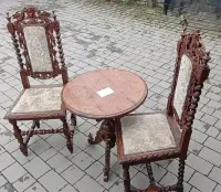 2x Stylowe krzesła vintage z bogato rzeźbionym drewnem Bardzo dobry — ujęcie 3