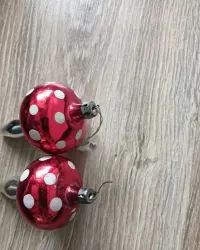 2x vintage bombki PRL muchomory grzybki szklane — ujęcie 5