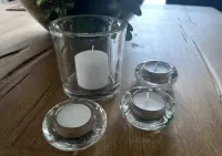 4x Świecznik szklany przezroczysty grube szkło Solidne ciężkie — ujęcie 2