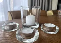 4x Świecznik szklany przezroczysty grube szkło Solidne ciężkie — ujęcie 3