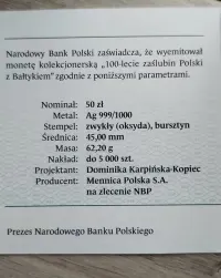 50 zł Zaślubiny Polski z Bałtykiem — ujęcie 4
