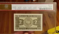 Banknot 2zl z 1936r grading PCG 55 bez serii i numeracji rzadkość. — ujęcie 2
