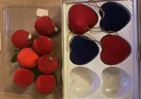 Bombki choinkowe pluszowe aksamitne serduszka i okragle retro prl — ujęcie 5