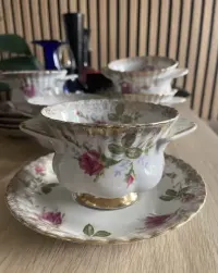 Bulionówki Chodzież wzór Iwona 6 par porcelana PRL vintage — ujęcie 4