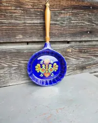 Ceramiczny talerz dekoracyjny / Patelnia motyw kur - vintage - design - k12 — ujęcie 2