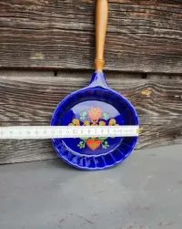 Ceramiczny talerz dekoracyjny / Patelnia motyw kur - vintage - design - k12 — ujęcie 4