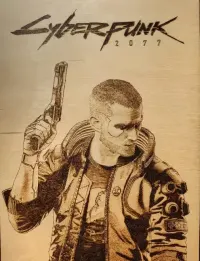 Cyberpunk 2077 grafika, Wypalone w drewnie / Pirografia — ujęcie 2