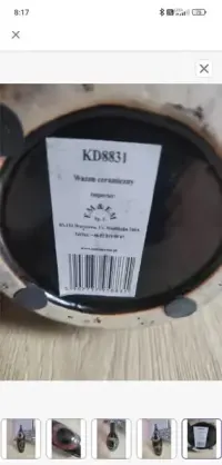 Czarny , pomarańczowy ceramiczny wazon, ozdobny — ujęcie 4