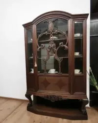 Dębowa  biblioteczka witryna  antyk  440/2023 — ujęcie 3