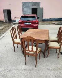 Dębowy stół z krzesłami w stylu Ludwikowskim zabytkowe , antyki — ujęcie 2