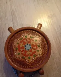 Drewniana Ozdoba Folk Stylizowany Buklak Manierka Recznie Zdobiona 9 cm (114) — ujęcie 5