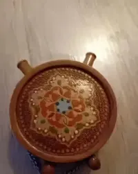 Drewniana Ozdoba Folk Stylizowany Buklak Manierka Recznie Zdobiona 9 cm (114) — ujęcie 2