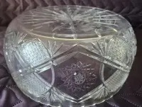 Duża misa kryształowa – Vintage PRL – Średnica 21,5 cm – Grube szkło — ujęcie 2
